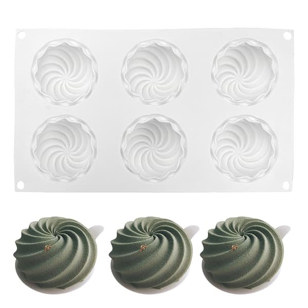 6 Hulrom Silikon Cyclone Rund Spiral Kake Baking Mousse Form