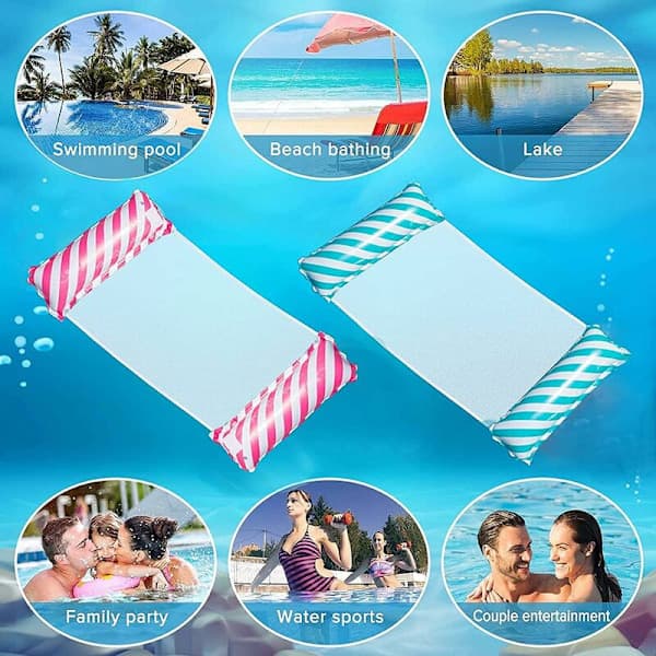 Floating Hammock 2-pack, 4-i-1 Inflatable Hammock Pool Inflatable Water Hammock, Collapsible Floating Hammock Ultralight, Sun Lounger f