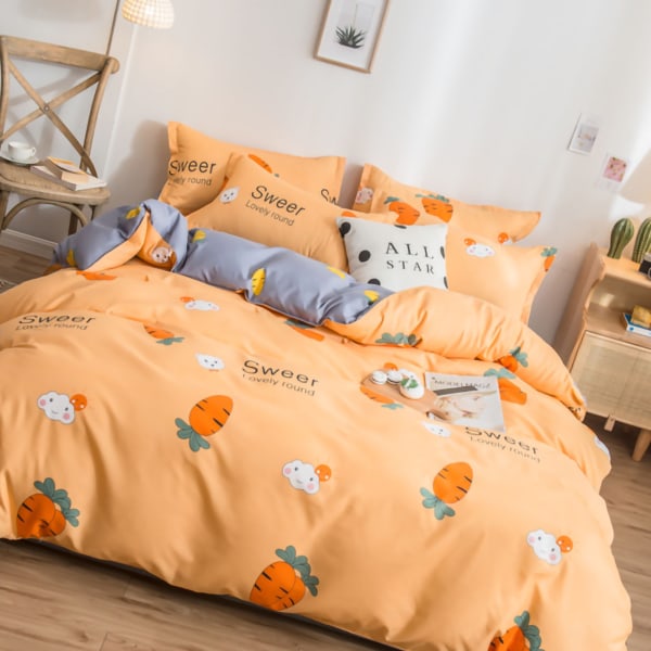 Hudvänligt cover Förtjockad polyester Mjukt borstat cover Quilt Sängkläder för sovsal Sovrum Morot 180x220cm