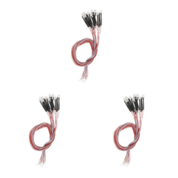1/2/3/5 10 ST Förkopplade 3 mm LED-lampor, DC3V Röd, 30 cm Red 30cm 3Set