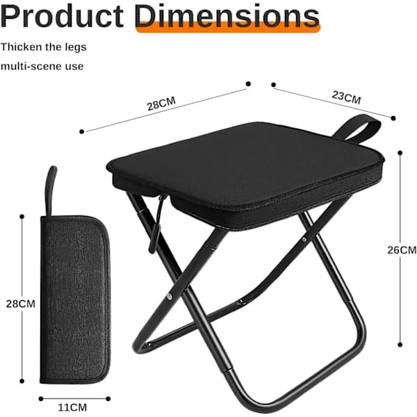 Folding Camping Stool - Steel Frame, 120 kg Capacity, Lightweight & Portable