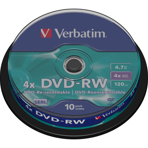 DVD-RW, 4x, 4,7 GB/120 min, 10-pack spindel, SERL