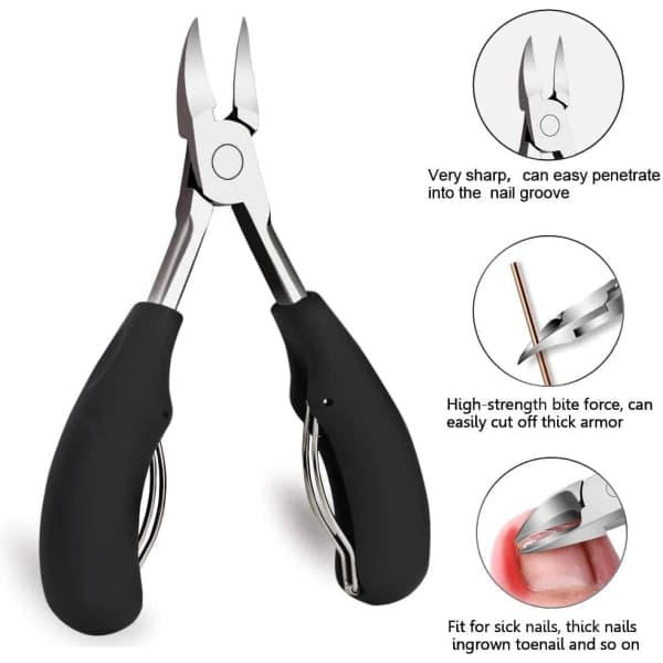 Pedicure Set with Nail Scissors, Nail Clippers, Nail File Black