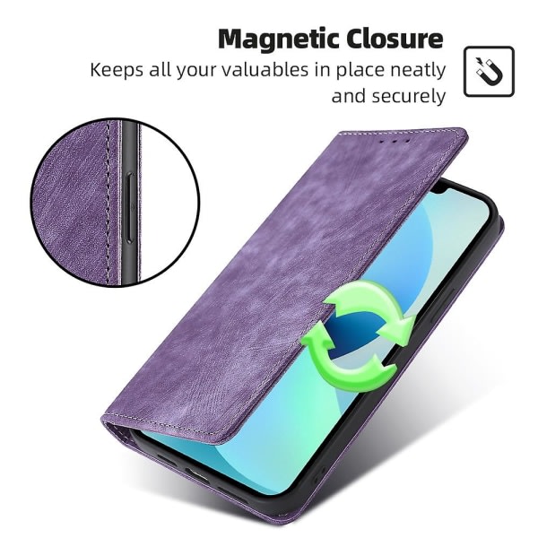 Texturerat skal för Xiaomi Redmi Note 12 Turbo / Poco F5 5g Rfid-blockerande plånbok Magnetiskt läder Flip Stand Fodral Lila—PA