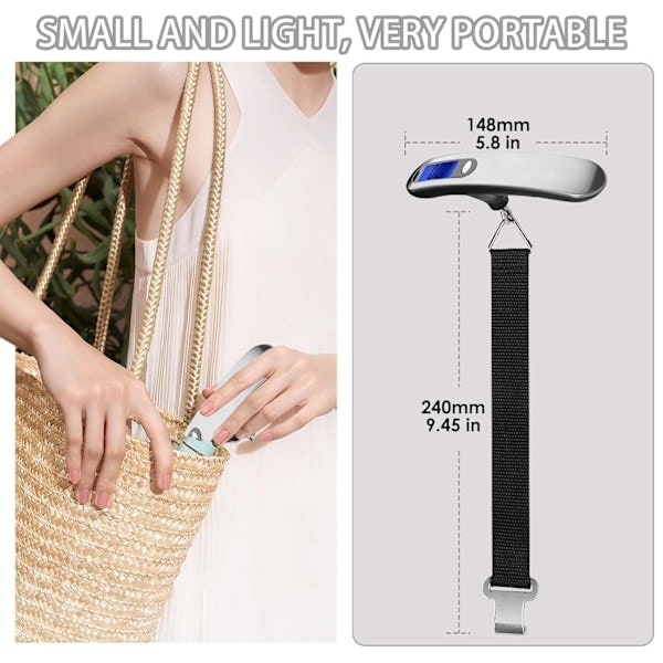 Bärbar Digital Resevåg, Joogee Högprecisions Digital Resevåg för Resväska Bagage 50 kg Kapacitet
