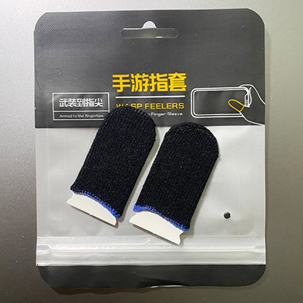 24 Stitch Carbon Fiber Gaming Finger Sleeves Anti Sweat Mobiltelefon Gaming Finger Sleeves Game Fingerspidser Sort Blå