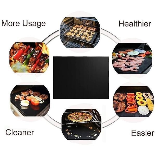 6-pak Grillmåtte, Ovnmåtte, Bagemåtte - Non Stick - 40x33 Sort 6-pak