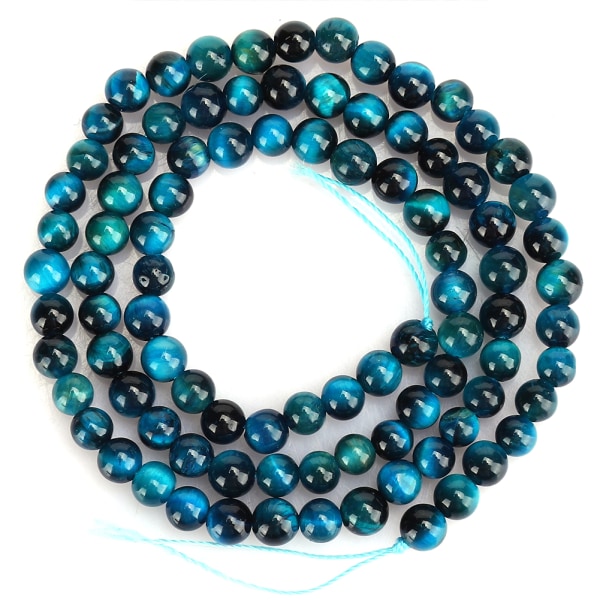 Natursten Blå Tigerøje Runde Perler DIY smykker Armbånd Fremstillingstilbehør4mm 92stk perler