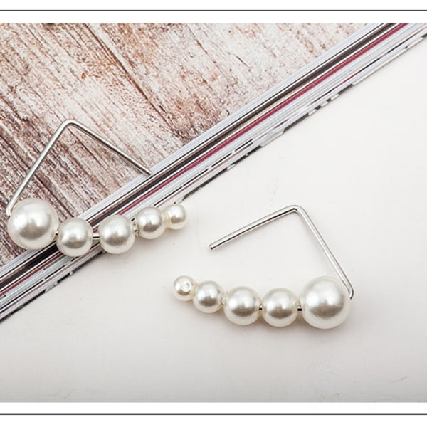 Fashionabla kvinnor tjej Enkel pärlsnöre örhängen dekoration smycken (silver)