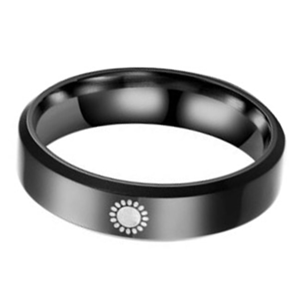 Ring Simple Sun Pattern Ti Steel Fade Resistant Finger Ring Smykker Gave til Venner Sort