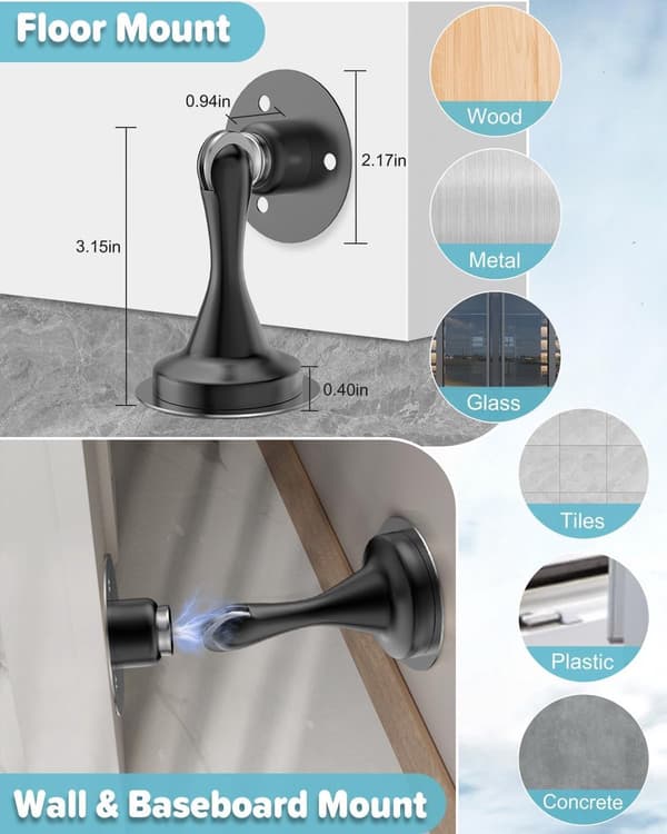 Magnetisk dörrstoppare - 2-pack - Hög kvalitet - Hållbar - Praktisk