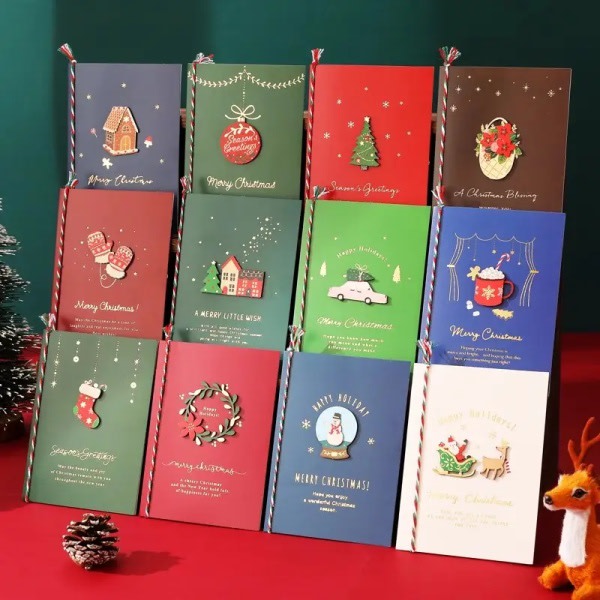 12 pop up julhälsningskort julaftonsönskningar presentkort lyxiga julkort håndgjorda farverige