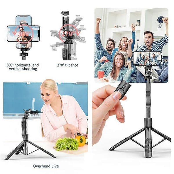 Telefon Selfie Stick, Foldbart Monopod Stativ, Sort