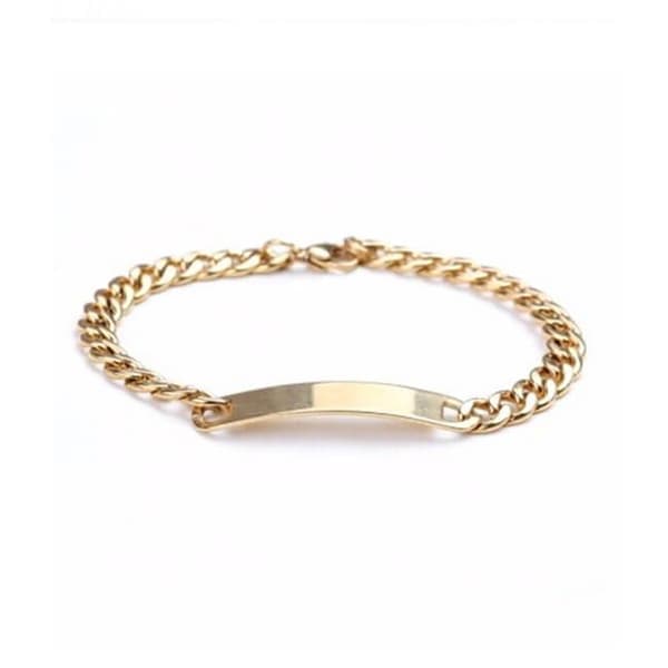 Kedjearmband Länk med ID-bricka Guld—pa