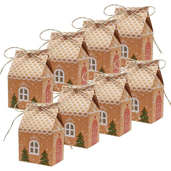 8 st julgranspresentaskar, Premium Kraftpapper Godispåsar Presentförpackning Dekoration