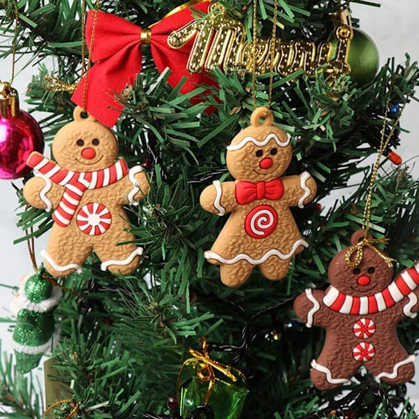 24 st Julhängande Pepparkaksgubbar-prydnader