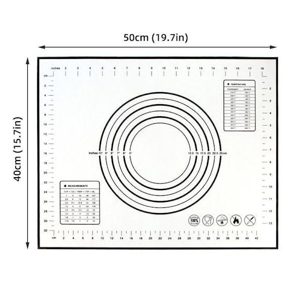 Silikonfiberglass Bakeplate Kakebakevare Liner Pad Matte Rulledeig Matte Bake Pastry Verktøy Black 60x40cm