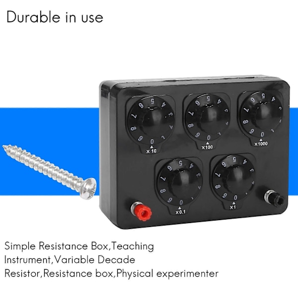 Svart Resistansbox Järn Variabel Dekadmotstånd Resistansbox 0-9999.9 Ohm 165X125X60Mm för Fys.pa