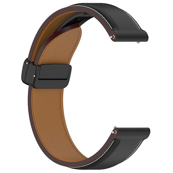 20mm Läder Vikbart Spänne Klockarmband för Samsung Galaxy Watch6 40mm 44mm/Watch6 Classic 43mm 47mm