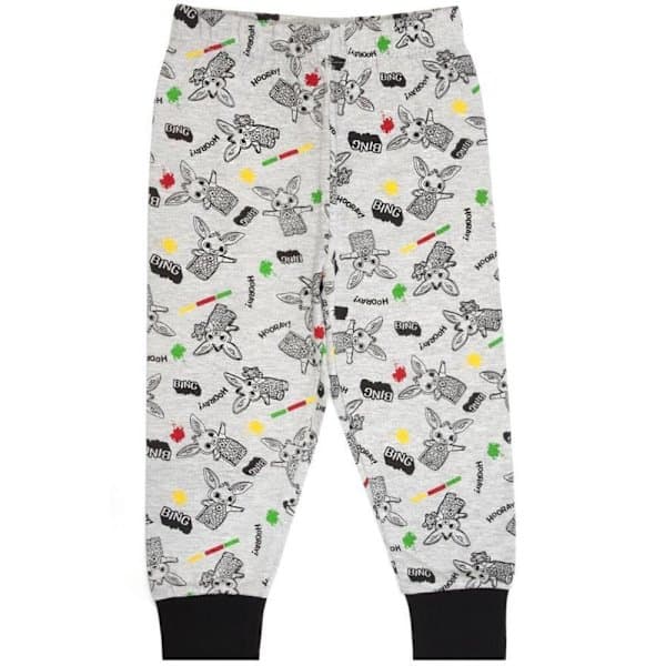 Bing Bunny Drenge Langærmet Pyjamassæt 4-5 År Grå/Sort Kompatibel med Bing Grå/Sort 4-5 År