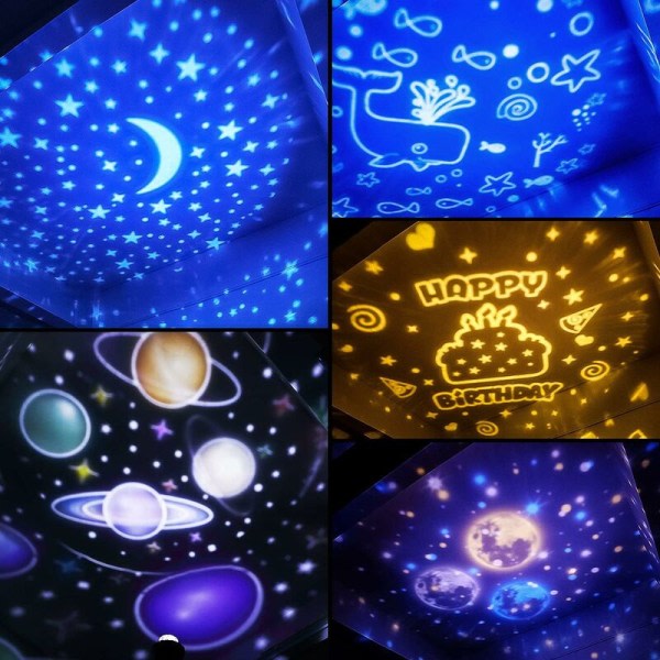 Solar System Kids Night Light - Star Sky-projektor med 360° rotation, 5 farver og 12 farver