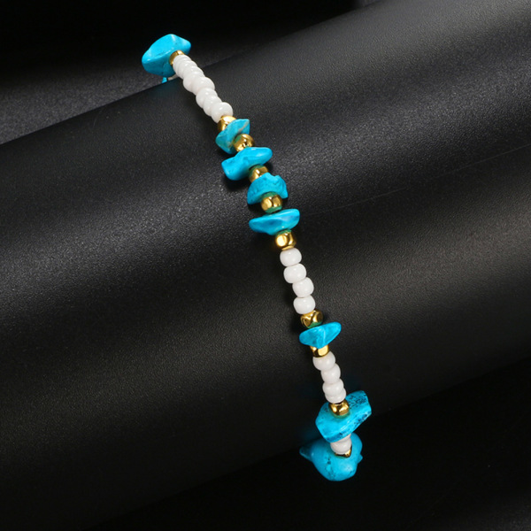 Moderigtige kvinder smykker hvide perler uregelmæssig sten elastiske fodlænker ankel armbånd