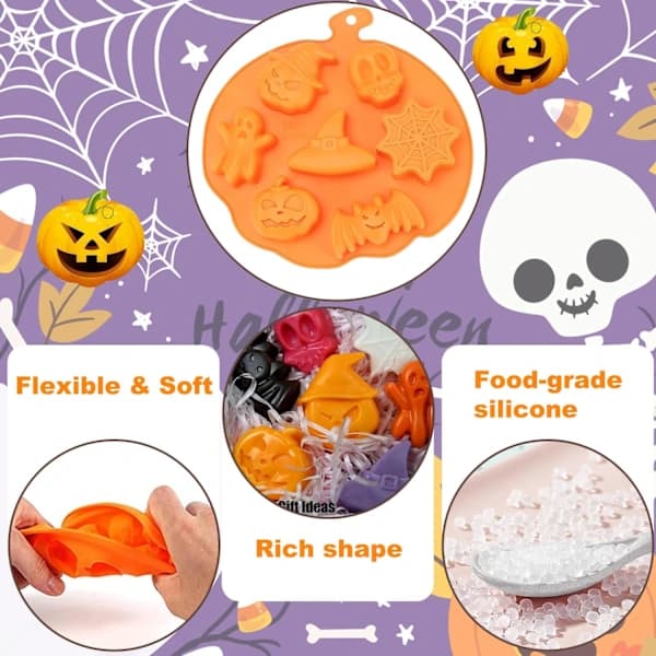 Halloween Silikoneforme til Slik - Græskar Spøgelse Flagermus DIY Bagning & Gelé