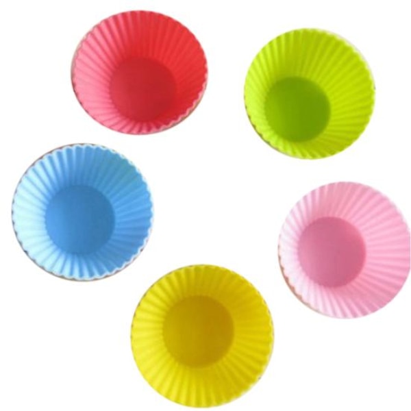 3/5/6/10/12 stk Myke Silikon Runde Kake Muffins Sjokolade Cupcake Liner Baking Cup Mold Matches the image 5PCS