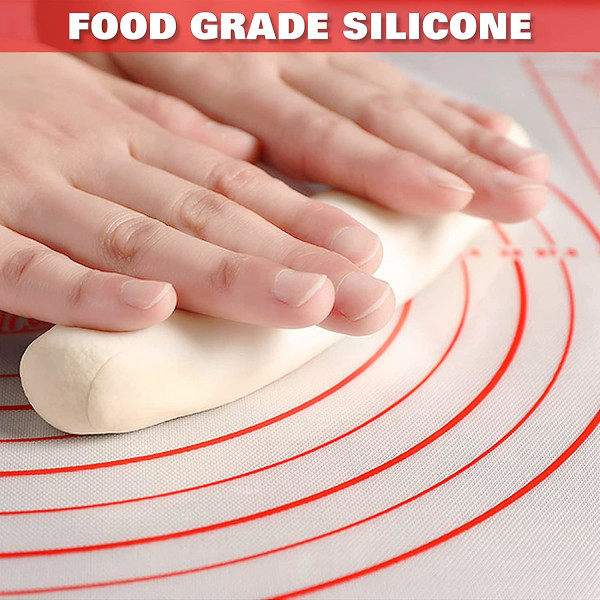 Silikonbageplade, 80x60cm Non-stick bageplade skridsikker rulleplade med mål for fondantkage Cookies Pizzadæks