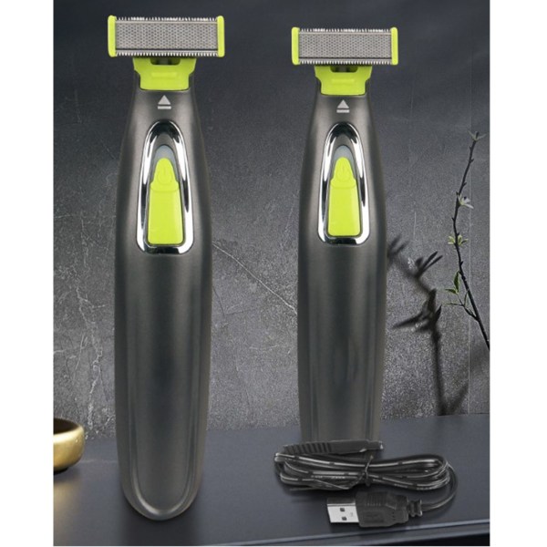 Elektrisk skjeggtrimmer USB-lading Lavt støy Dobbeltsidige tenner Vaskbare skjeggtrimmer for menn for hjemmereise