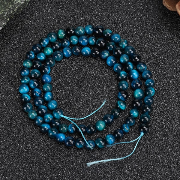Natursten Blå Tigerøje Runde Perler DIY smykker Armbånd Fremstillingstilbehør4mm 92stk perler