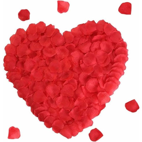 1000 st konstgjorda rosenblad för romantic natt, bröllop, festdekoration (stor röd)