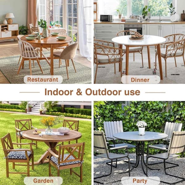 Rund duk med elastisk kant, vaskbar polyester, 3D-vevd trykk for spise- og piknikbord, beige, 70 cm