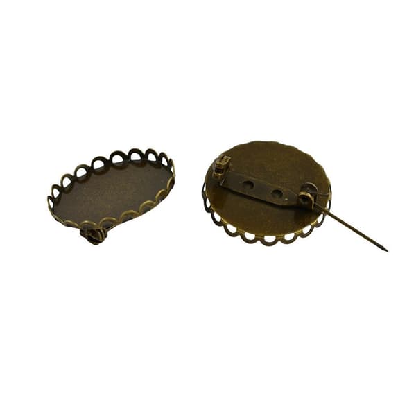 1/2 10 st Brosch Blank Knappnål Bas 25mm Rund Blomplatta