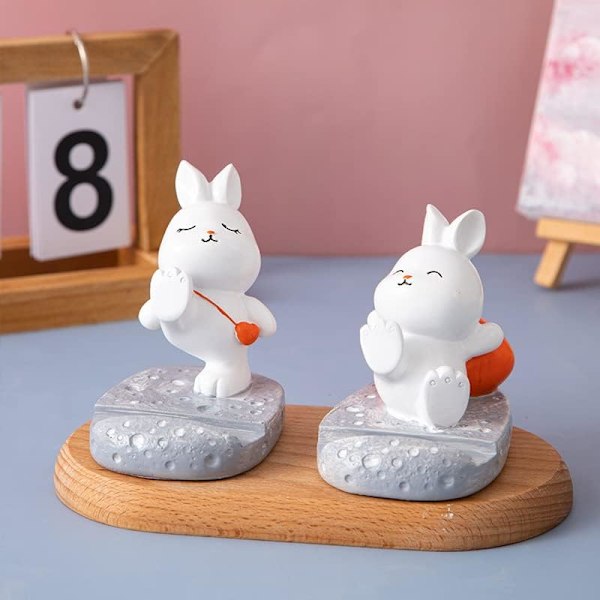 Unik söt mobiltelefonhållare bilhållare cool rolig 3D tecknad katt kanin djurdesign mobiltelefon surfplatta stativ för skrivbord Heart Rabbit