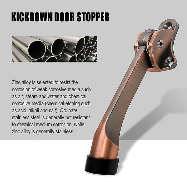 Kickdown Dørstopper Premium Holder Dørstopper Heavy Duty Metal Kickstand For Home Heavy Door Børstet gull