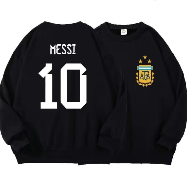 Messi Argentina hettegenser i plysj 2022 World Cup vinnerskjorte svart XL black XL
