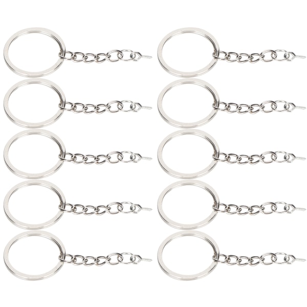 10 st Nyckelring Legering Nyckelring Ring delar med skruvögla Pin Connector Gör det själv tillbehör Silver 30mm / 1.2in
