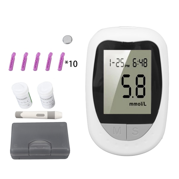 Blodsukkermålersæt Autokodning LCD-skærm Diabetesforsyninger Diabetestestsæt med 50 teststrimler 50 lancetter