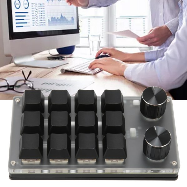Minitastatur Knop Design Rød Switch Dual Mode Plug and Play Mekanisk programmerbart tastatur til gaming Office Media 12 taster med 2 knapper