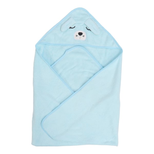 Babybadehåndklæde med hætte tegnefilm dyreformet blød fleece Vandabsorption Baby svøbehåndklæde 80x80 cm Blå hund