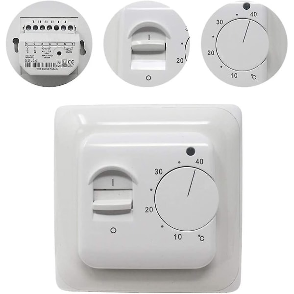 Manuell elektrisk golvvärmetermostat med AC 220v 16a sond, mekanisk golvvärme termostatkontroll [energiklass A+++]
