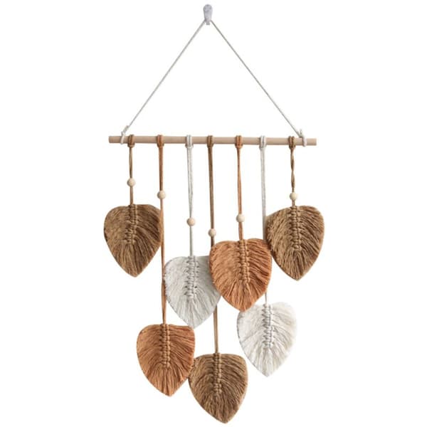 Löv Macrame Väggbonad Boho Rum Heminredning Vävd Estetisk Gobeläng Hem Rum Bröllopsdekoration