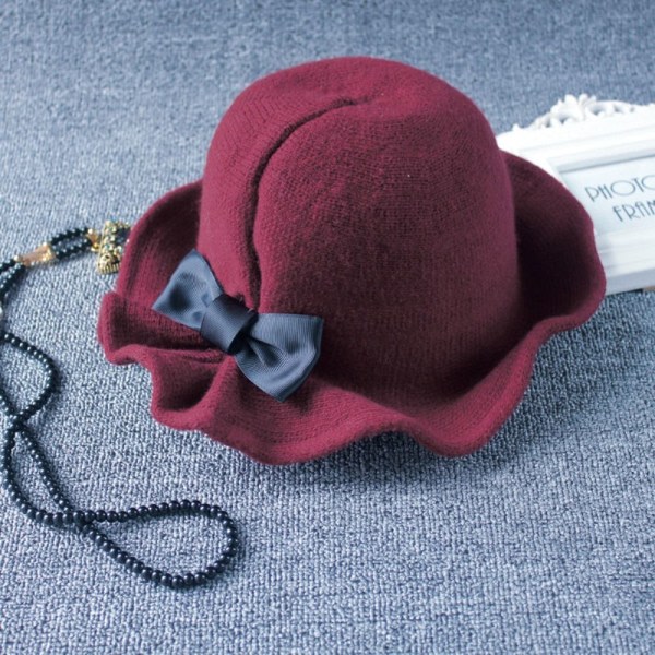 Uld Bucket Hats Dame Bowler Hat RØD rød red