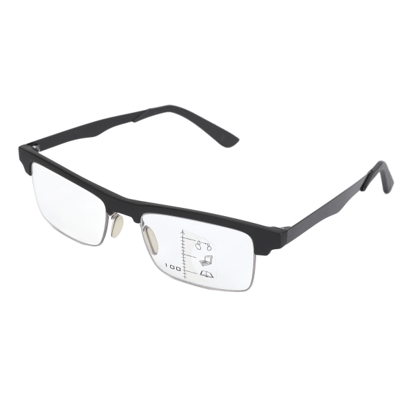 Multifokus läsglasögon Blå belysning Blockering Klara synglasögon Svart båge för äldre Svart ben +100
