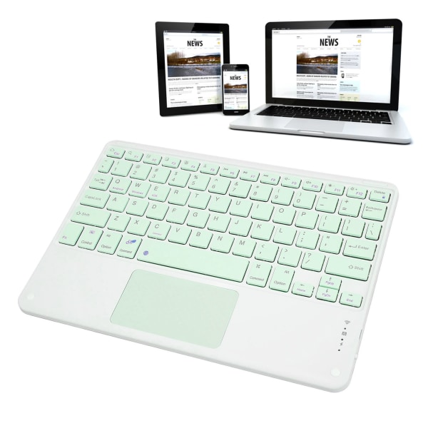 Bluetooth-tastatur med berøringsplate 78 taster Ultra Slim Silent Bærbart trådløst tastatur for smarttelefoner Nettbrett Bærbare datamaskiner Grønn