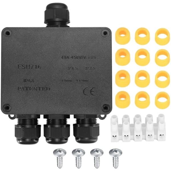 IP68 Waterproof Junction Box, Outdoor Waterproof Junction Box, 4-Way Wire Connector Cable Range Ø9mm-12mm