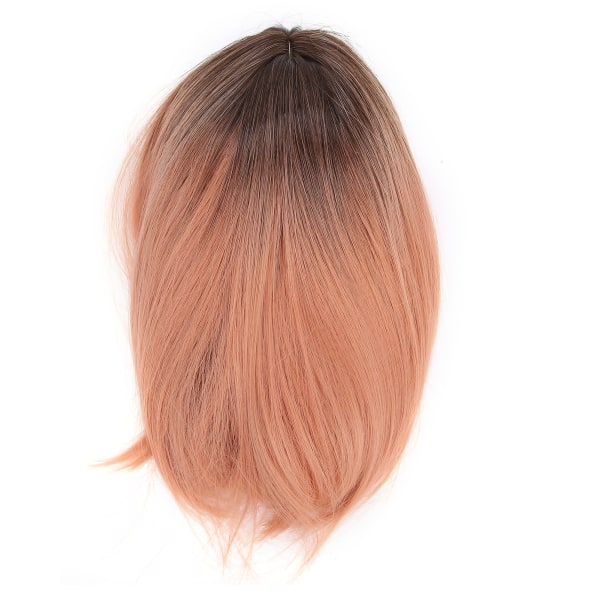 Korte parykker Syntetisk hår Naturlig Rosa Cosplay Dameparykker Varmebestandig fiber med Air Bangs