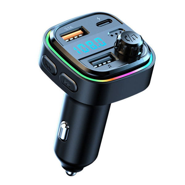 FM-sender Dobbel USB 1 Type C Multibeskyttelse RGB-lys Håndfri MP3-spiller for bil for reisekjøring