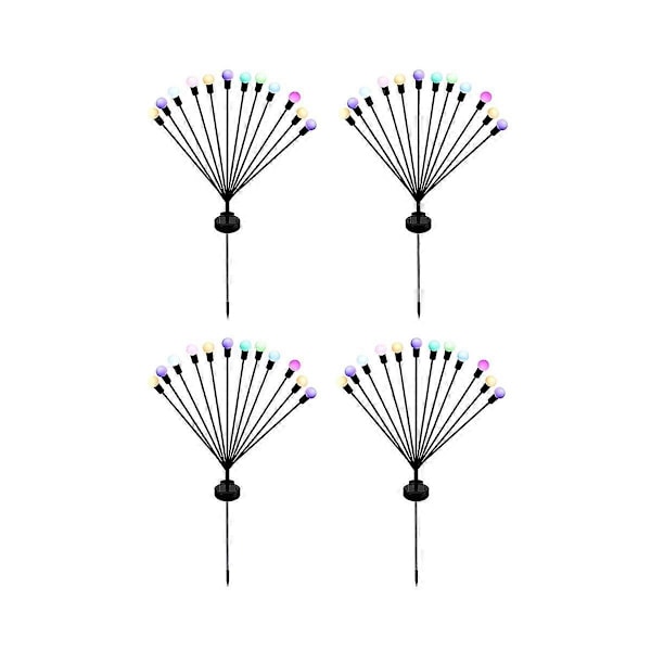 4 stk. Solcellehagelys, solcelledrevet svaiende lys, svaiende i vinden, utendørslys, 12LED for hage, terrasse, De.pa